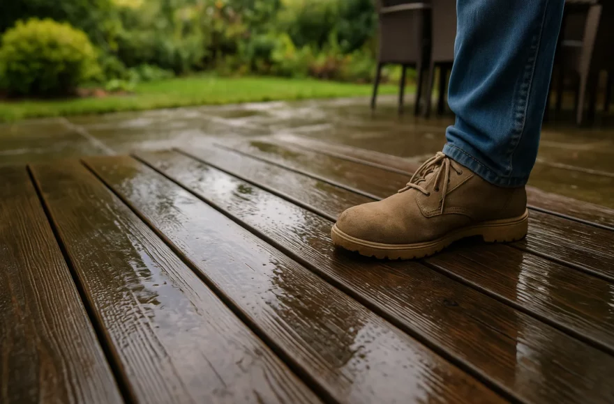 Cette erreur classique rend ta terrasse glissante après la pluie