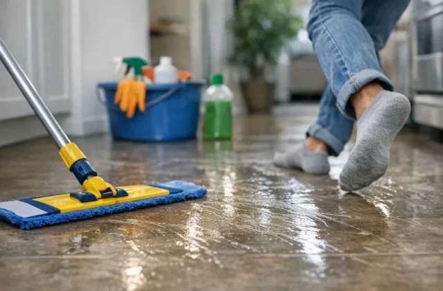 Cette erreur rend ton lino glissant après le nettoyage