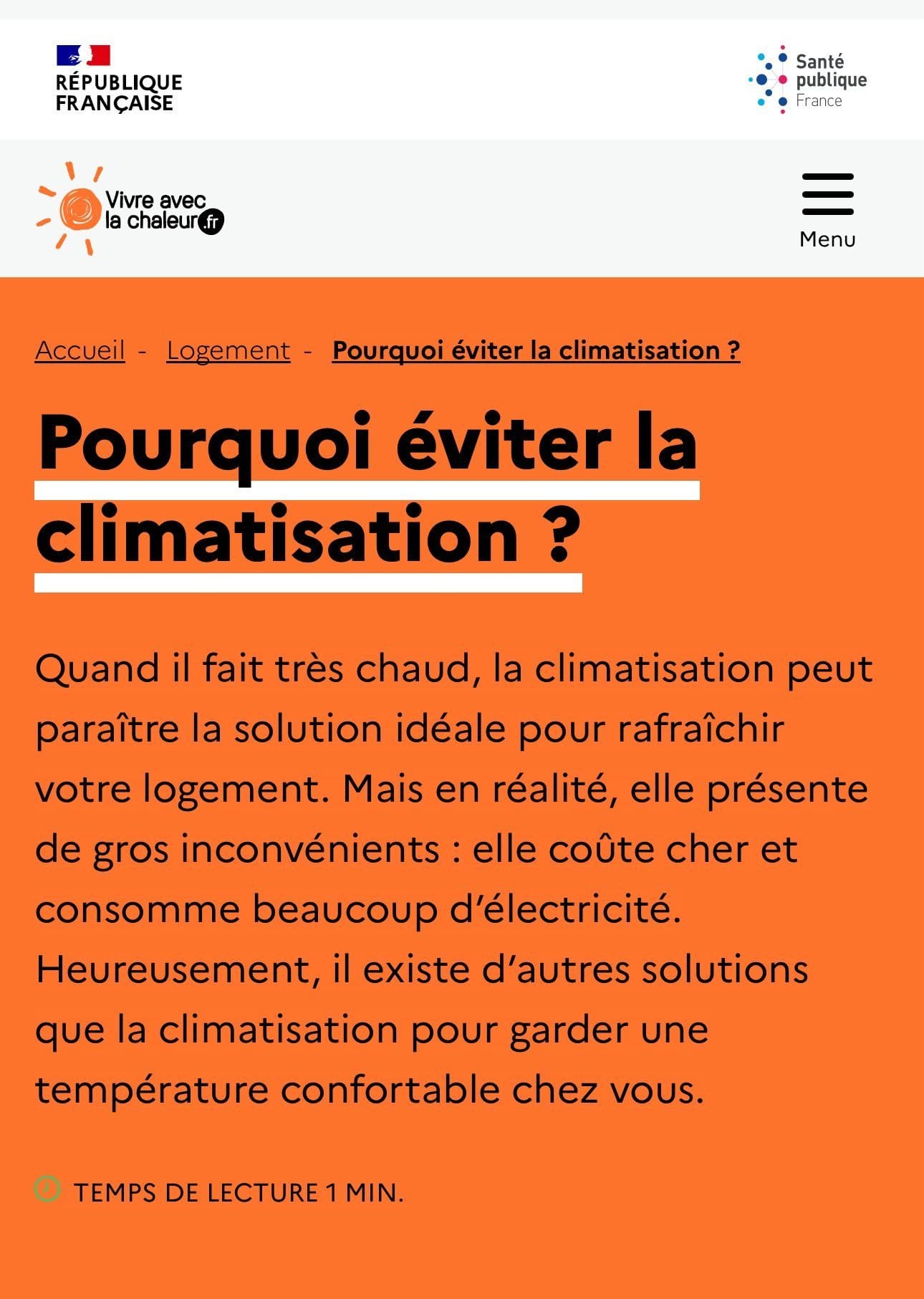 site gouvernement éviter climatisation