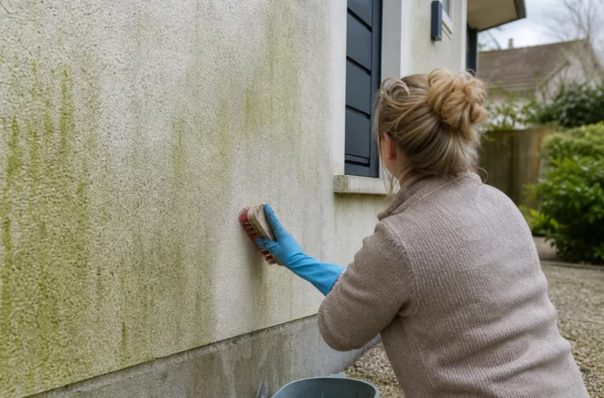Comment supprimer les traces vertes sur un mur extérieur